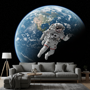 Astronaut floating with Earth in the distance (realistic) wallpaper mural.