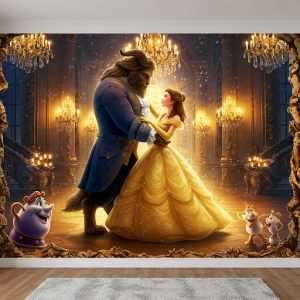 Beauty and the Beast, the ballroom dance 3d mural.