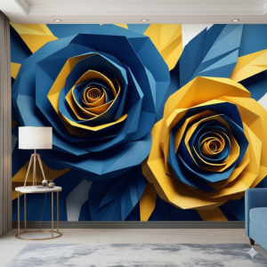Bold and High-Contrast Geometric 3D Rose Wallpaper