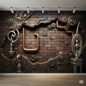 Brick and Metal Fusion Wallpaper Mural.