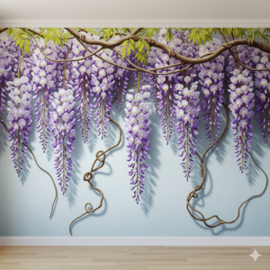Cascading Vine and Blossom Wallpaper