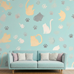 Cat-themed patterns wallpaper