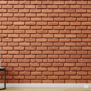 Classic Terracotta 3D Brick Wallpaper Indoor Mural. Slightly softer, more earthy red tones, reminiscent of Mediterranean or older European architecture. 