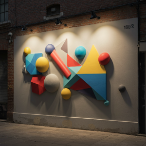 Colourful 3D Geometric Mural