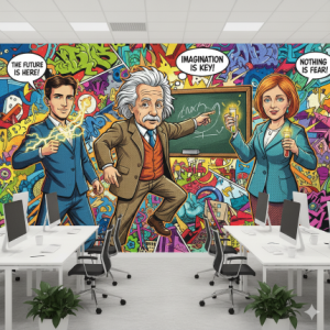 Comic Style Office Wallpaper