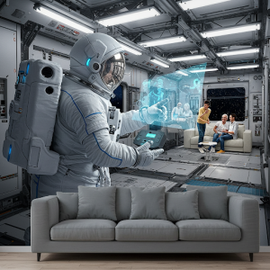 Communicating with Earth 3d Astronaut Wallpaper for Walls