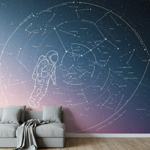 Constellation Map with Astronaut Silhouette: A simple yet elegant design combining a star map with an astronaut outline.