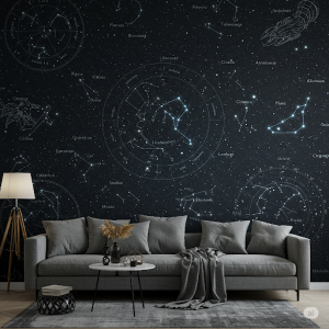 Constellations and Zodiac Signs Wallpaper Mural. 