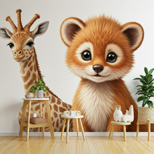 Cute and happy 3d animal wallpaper murals