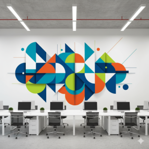 Deconstructed Logo Geometric Office Wallpaper Art
