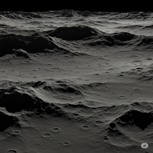 Detailed 3D renderings of the lunar landscape, showcasing craters, mountains, and the stark beauty of the Moon.
