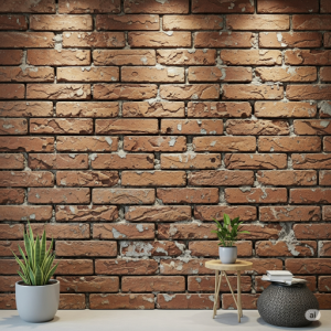 Distressed 3D brick wallpaper mural captures a truly authentic, time-worn aesthetic