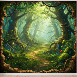 Enchanted forest 3D mural. 