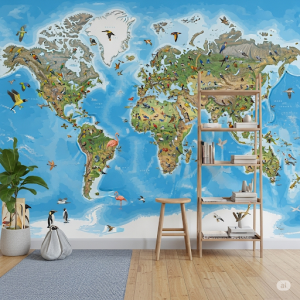 Feathered Friends Map. A map entirely dedicated to birds, showcasing different species in their native environments around the globe.