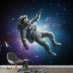 Floating Among the Stars, 3d Astronaut wallpaper mural.