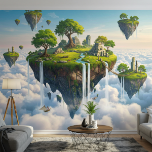 Floating island 3d wall mural