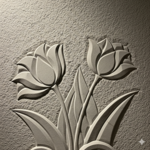 Floral Bas-Relief Wallpaper Mural