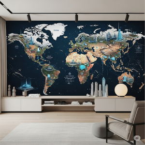 Future Explorer's Map. A slightly futuristic or stylized map design encourages a sense of future exploration and innovation.