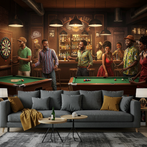 Game Night at the Bar Wallpaper 
