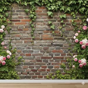 Garden Wall with Ivy, 3D Wallpaper.