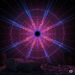 Geometric Outer Space Tunnel Wallpaper Mural.