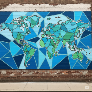 Geometric World Map Mural