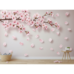 Girls' Bedroom 3D Cherry Blossom Branch Wallpaper