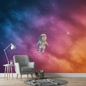 Gradient Galaxy with Astronaut Wallpaper Mural