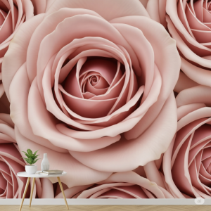 Hyper-Realistic Blush Pink Rose Petal Layers Wallpaper