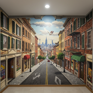 Illusion wall mural