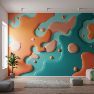 Immersive abstract 3d wall mural