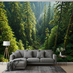 Immersive forest 3d wall mural