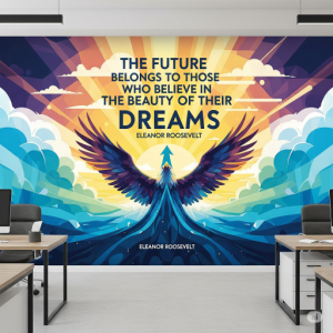 Inspirational custom-made office wallpaper mural.