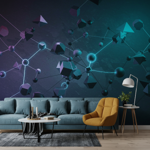 circuit-like pattern wallpaper mural.