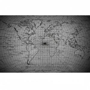 Latitude and Longitude Grid Map (Monochrome) Wallpaper Mural