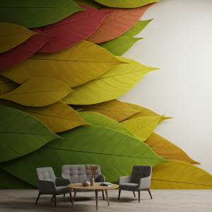 Layered leaves abstract 3d texture custom wallpaper printing