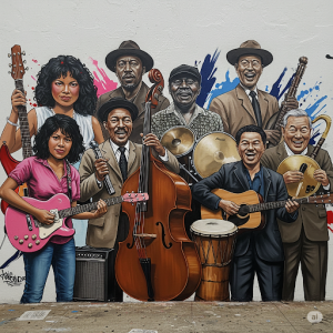 Local musicians custom wallpaper mural