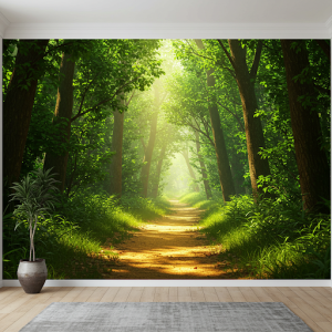 Lush Forest Path 3d Wallpaper Mural