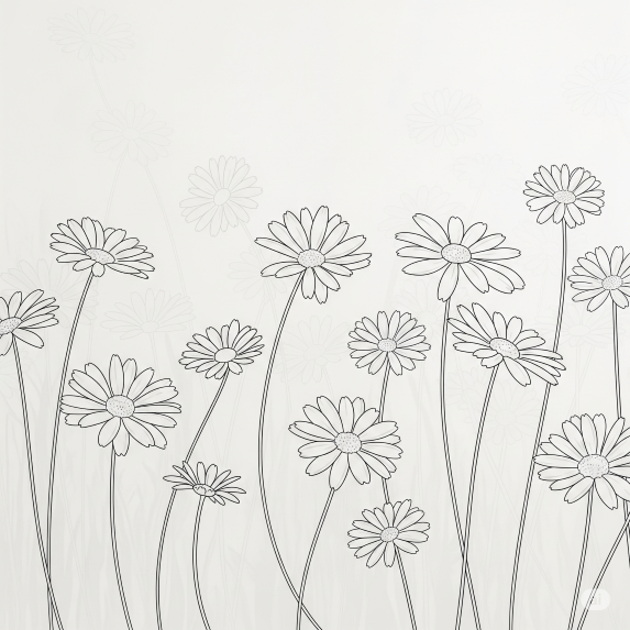 Minimalist Daisy Field Wallpaper Mural Minimalist Daisy Field Wallpaper Mural