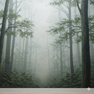 Misty Forest 3D Textured Wallpaper Mural