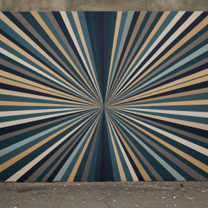 Mural with a pattern of receding lines
