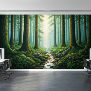 Nature themed office mural