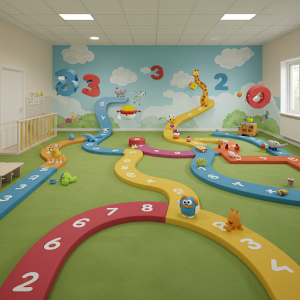 Number Lines with Depth Nursery School 3D mural.