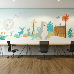 Office fun and playful mural