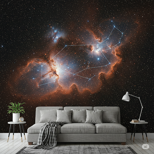 Ontricate patterns of Orion constellations Outer Space Wallpaper Mural.