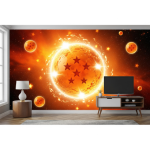 Orange, star-studded dragon ball wallpaper mural