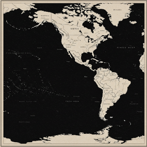 Oversized Single Continent Focus Map (Black & White)