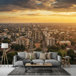 Panoramic view of the Nairobi skyline wallpaper mural.