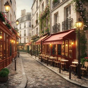 Parisian Street Scene 3D Wallpaper Mural