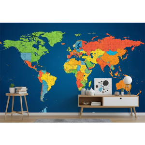 Puzzle Piece Map. The continents are designed to look like giant puzzle pieces fitting together. 